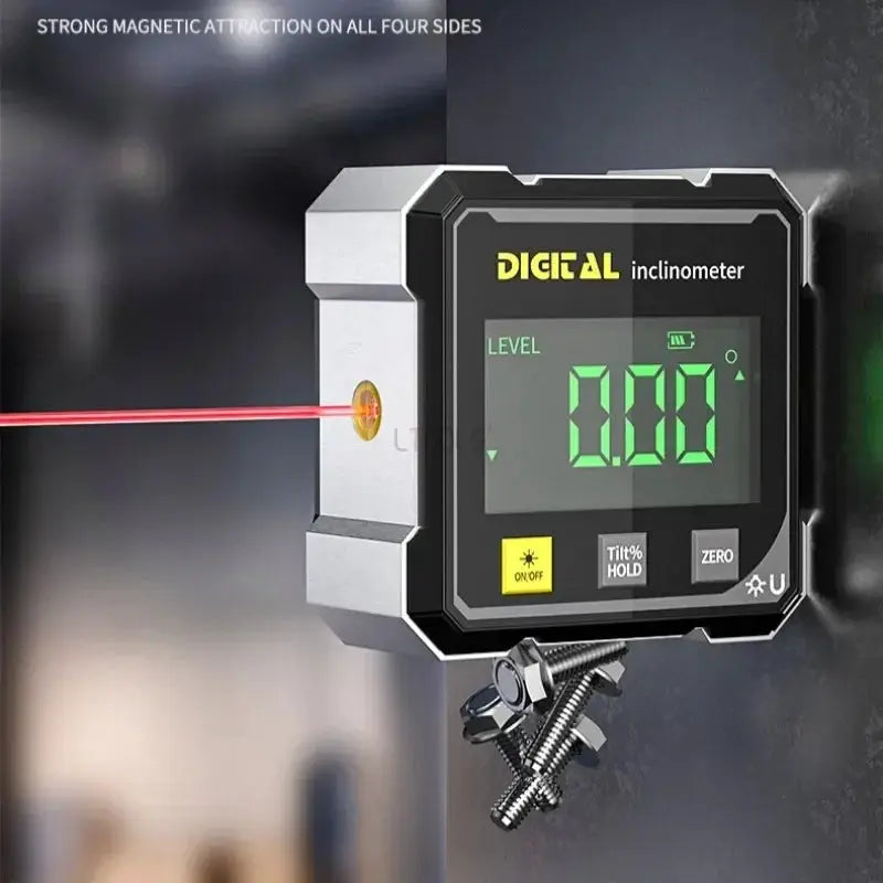 Pocket Digital Level Protractor Inclinometer Magnetic Base Dual Laser Lines 360 Degree Digital Angle Gauge