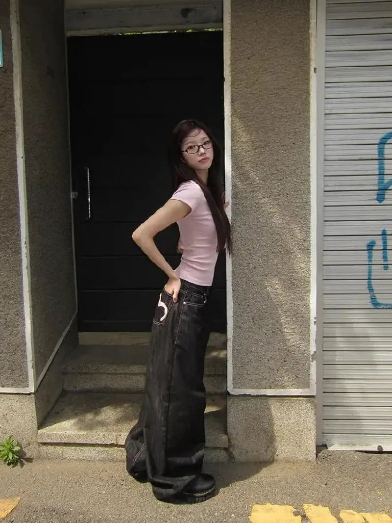 Y2K Wide Leg Denim Jeans Women Baggy Grunge Harajuku Punk Winter