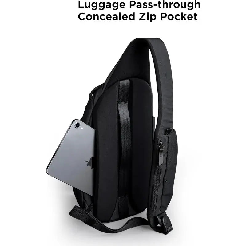 Right Shoulder Chest bag 7.5L from Simples Market, black crossbody sling backpack with water bottle pocket
