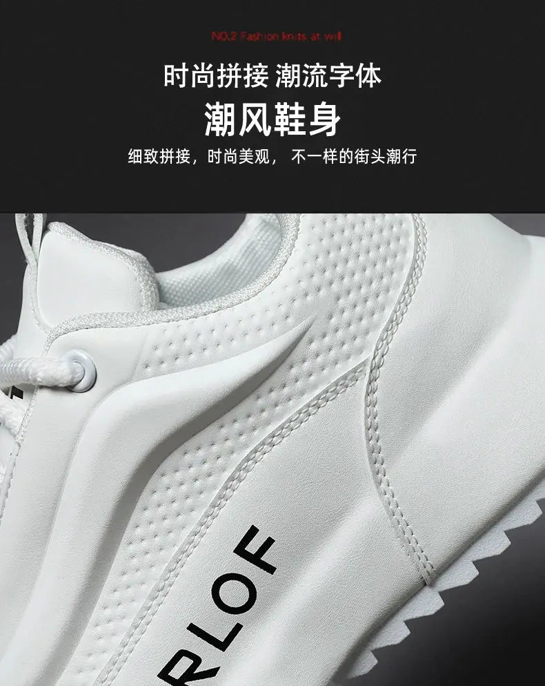 Men's white lightweight running shoes with breathable upper and non-slip sole