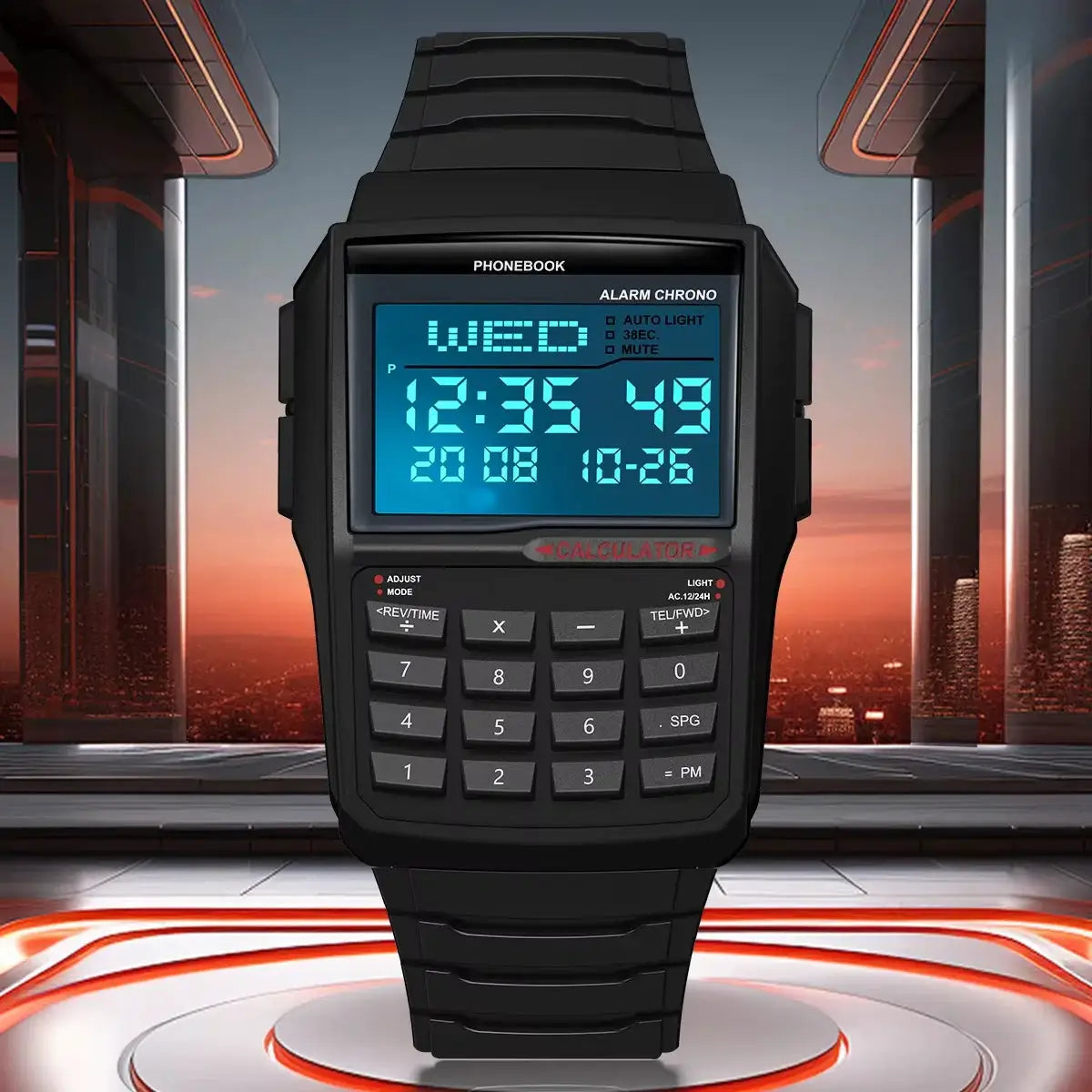LuxTime Men's Calculator Watch With Luxury LED Digital Display Integrated Calculator And Sports Style