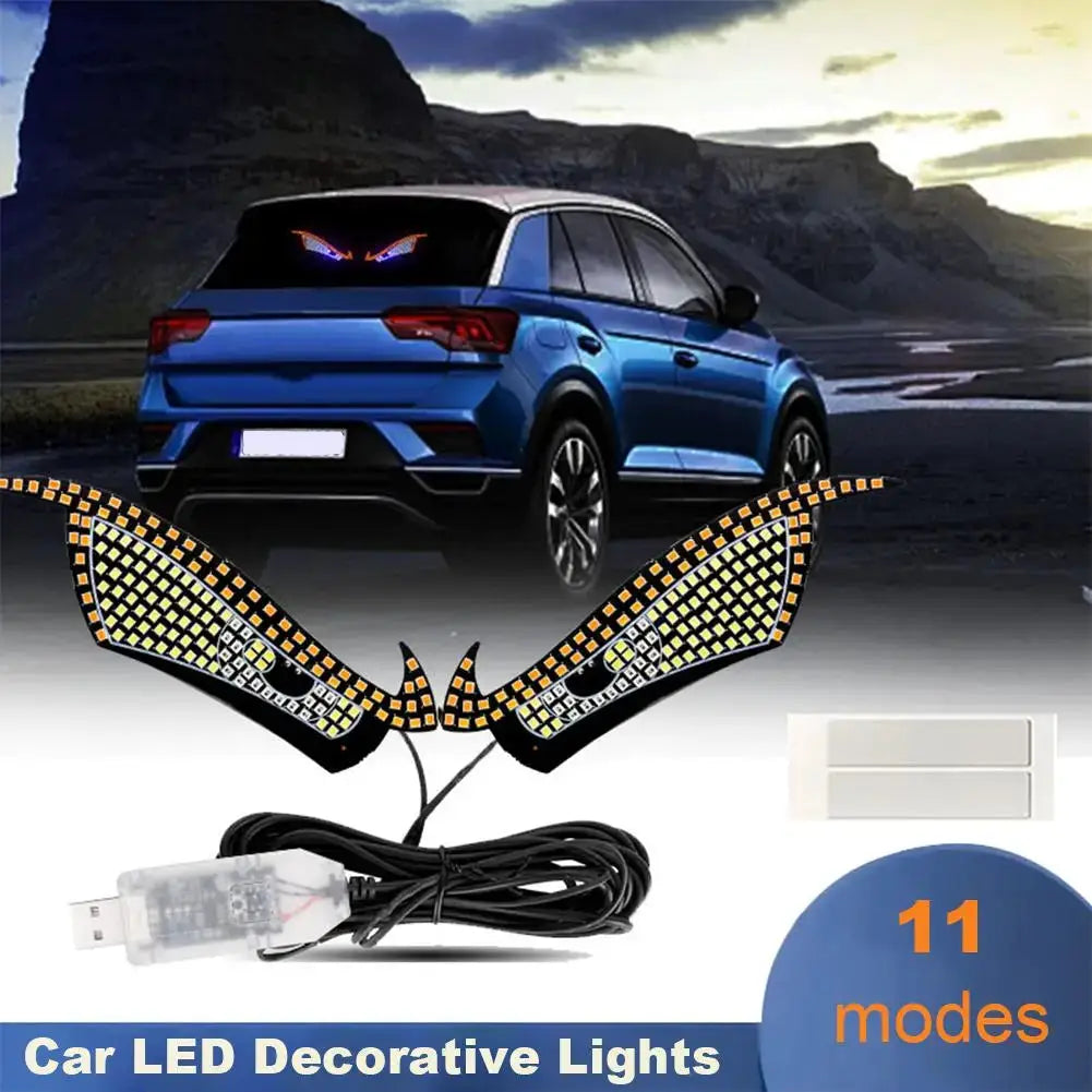 USB Dynamic Big Devil Eyes Light for Cars by Simples Market; pair of RGB LED eyes with USB cable, 11 modes