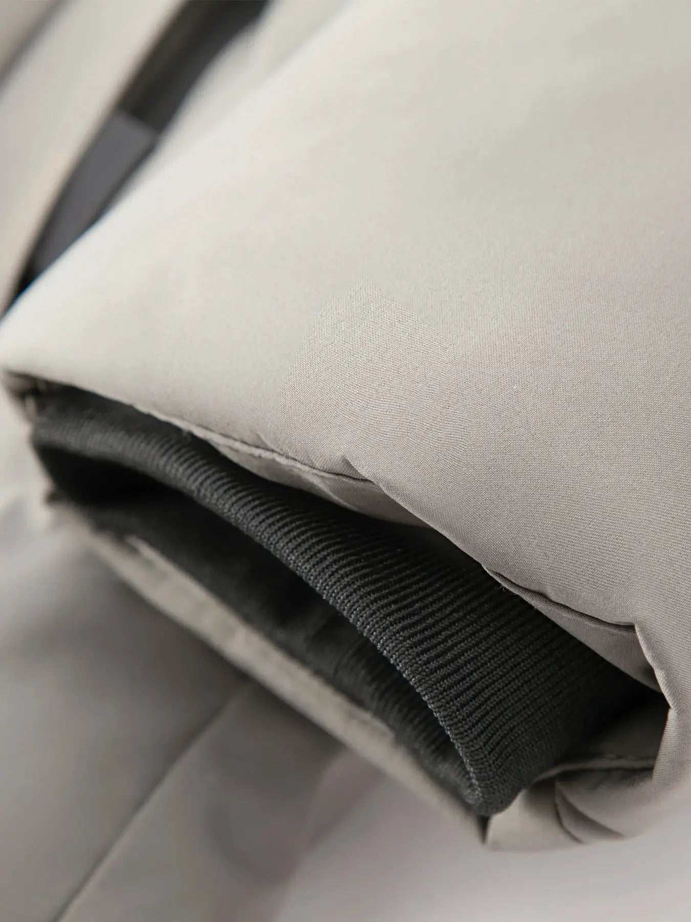 Men's cotton jacket, light gray casual business outerwear with black ribbed cuffs