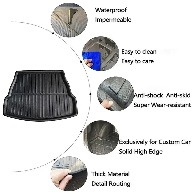 Rear trunk mat for Toyota RAV4 XA50 by Simples Market, waterproof black cargo liner with high edge