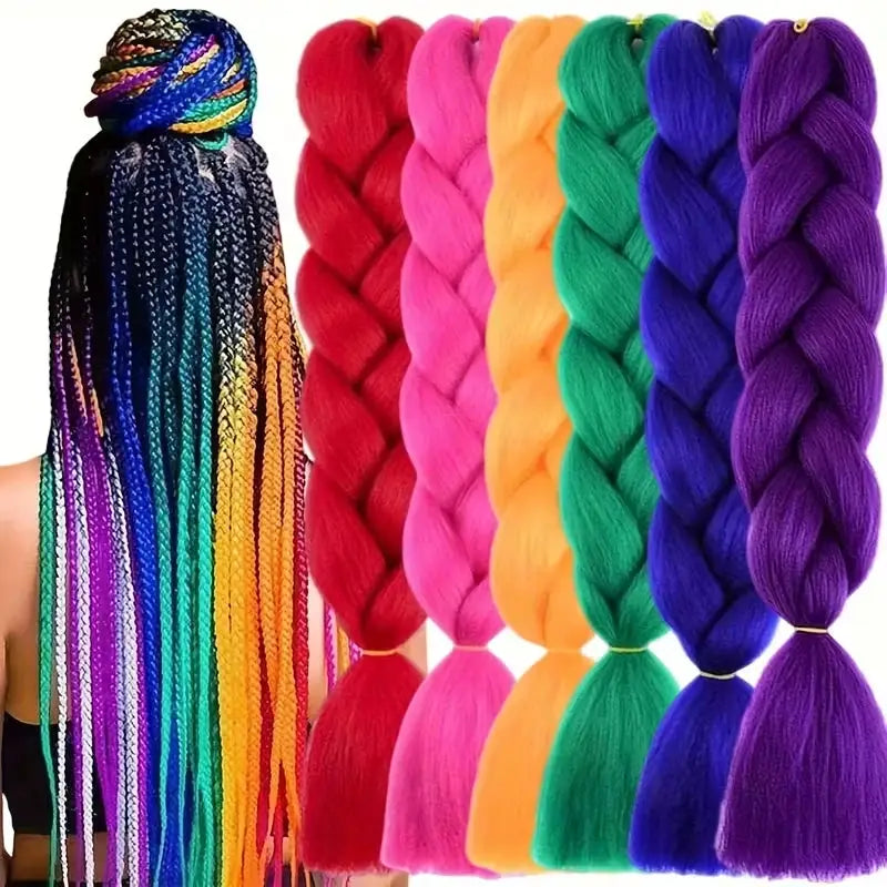 24 Inch Synthetic Long Box Braiding Hair Extensions Yaki Straight Texture For Women Dreadlocks