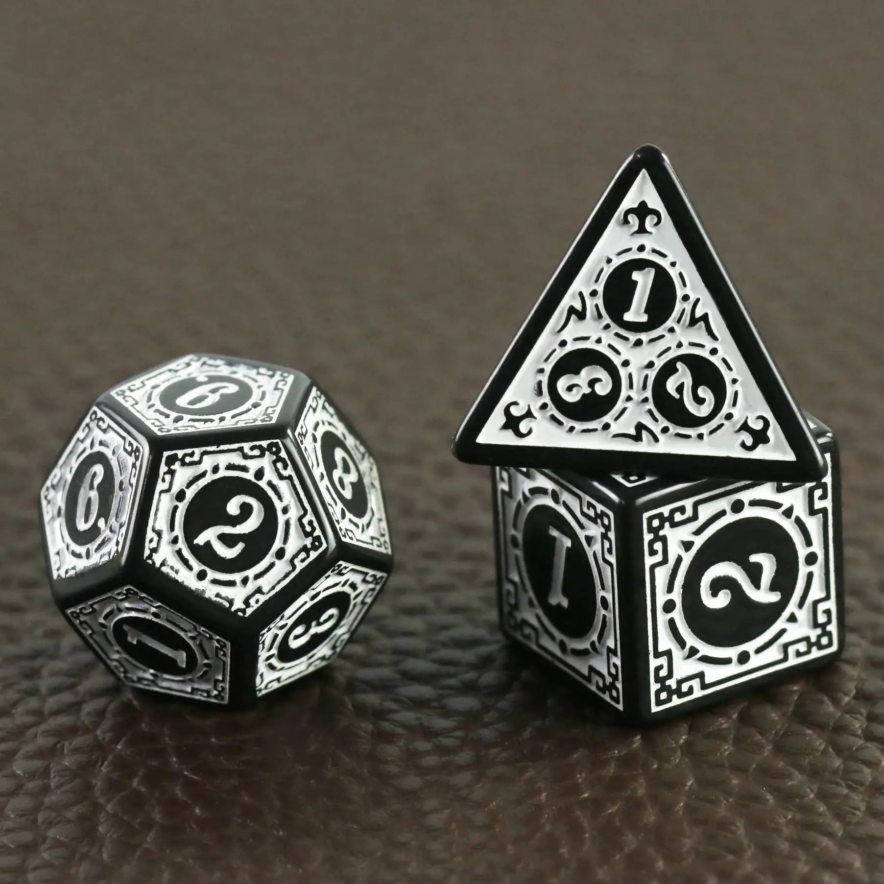 DNDGame Polyhedral Dice Set With Textured Pattern 7 Piece D4 D6 D8 D10 Percentile Die D12 D20 For RPG Tabletop Games