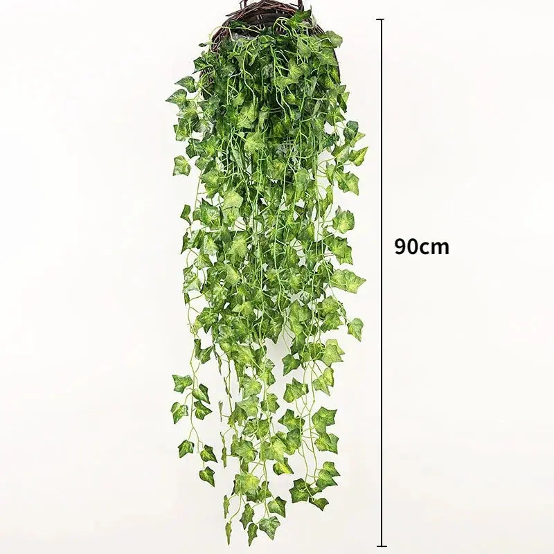 Artificial ivy hanging garland, 90cm, green plastic leaves by Simples Market