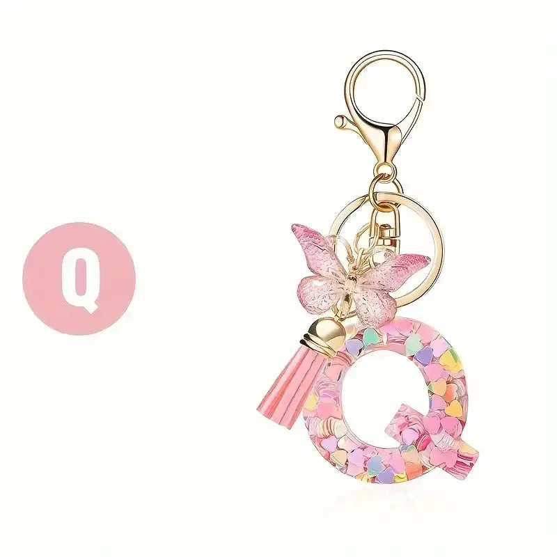Customizable A To Z Letter Keychain With Resin Pendant Metal Holder Lobster Clasp For Keys Bags And Cars