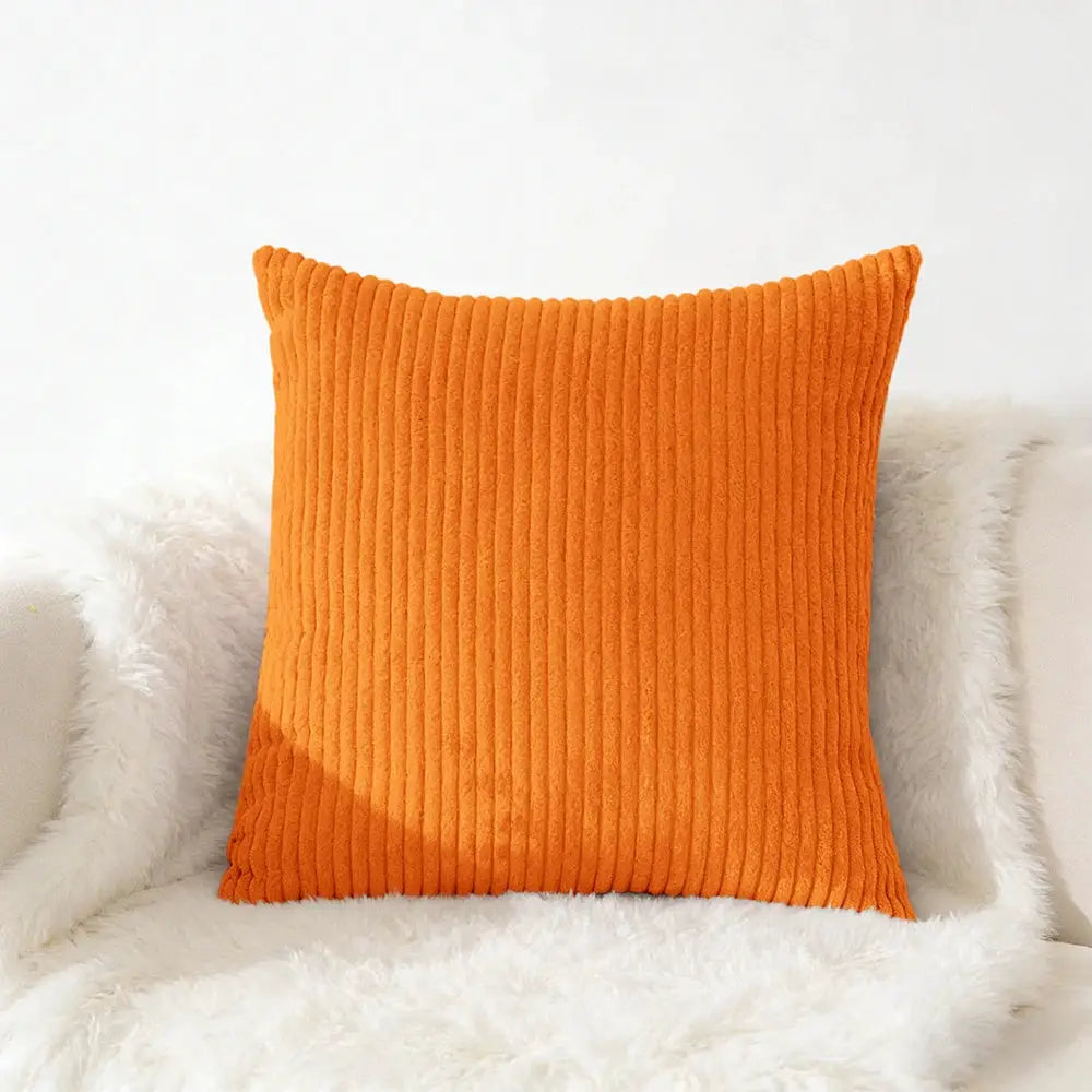 Corduroy orange pillow cover by Simples Market, plush cushion cover for sofa in 40x40–50x50 cm sizes