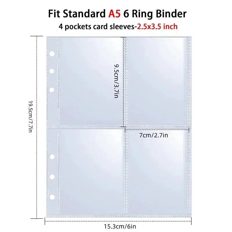 A5 binder with 6 rings and 4 clear pockets for photocard sleeves