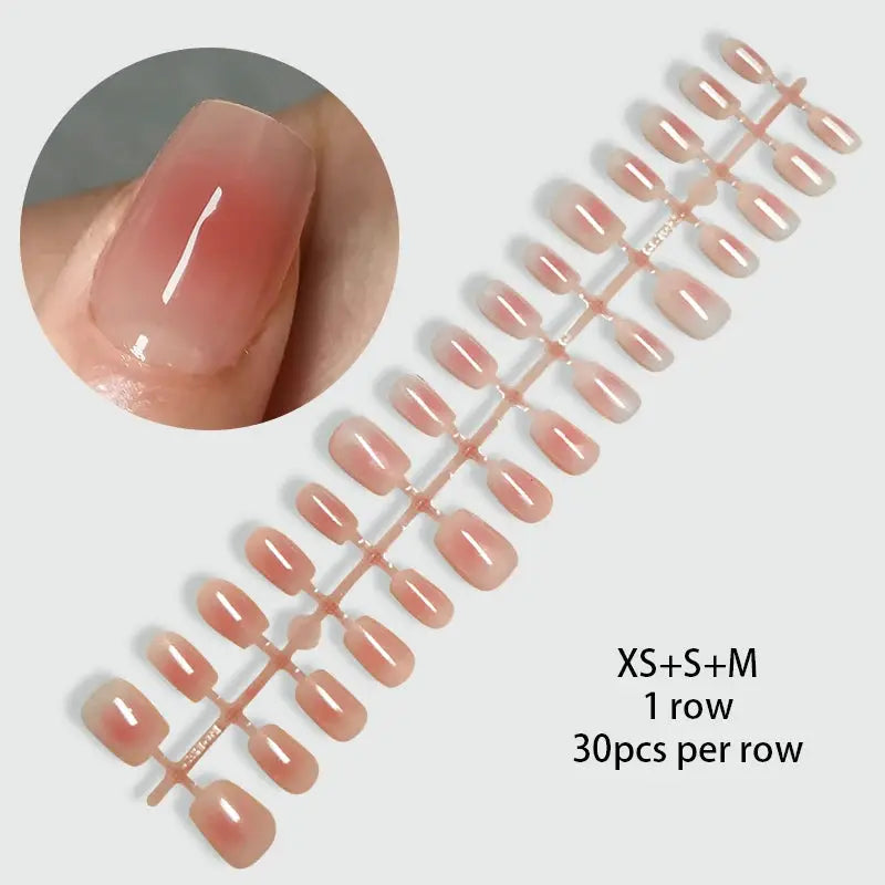 GlamNail Matte Nude Press On Nails Full Cover Easy Quick Extension 30 Piece Set For At Home Manicure
