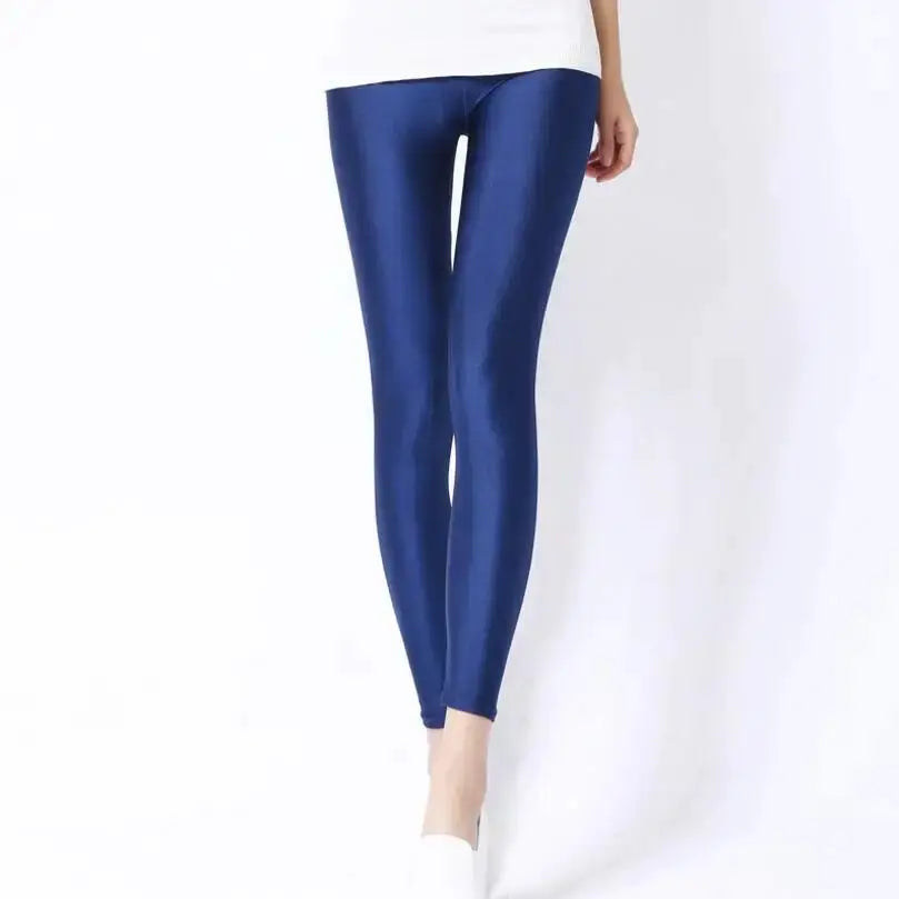 VivaWear Spring Solid Candy Neon Leggings For Women High Stretch Breathable Polyester All Day Comfort