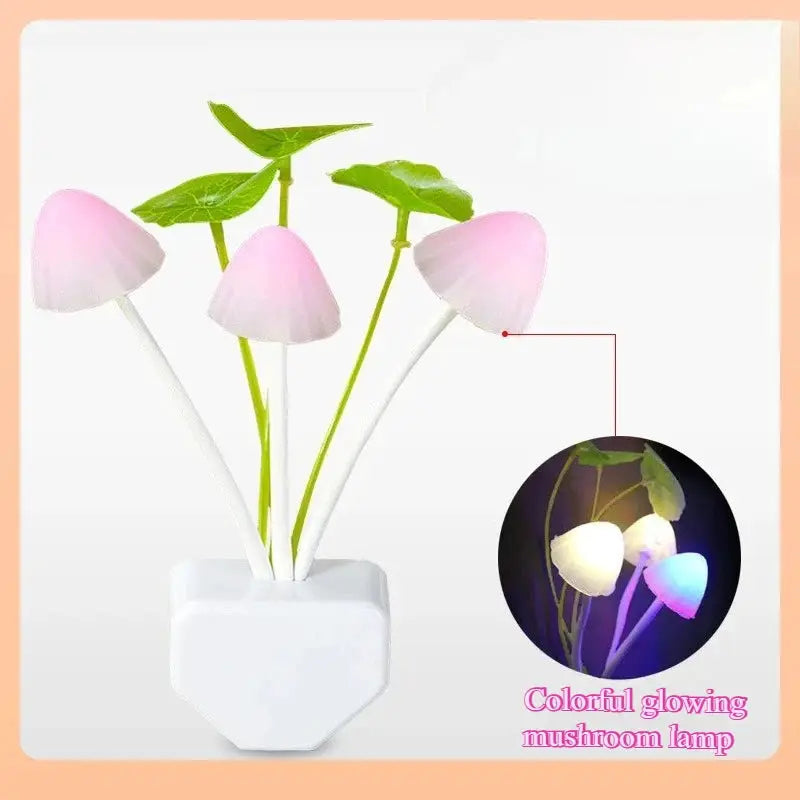 Lumina Mushroom Night Light With Auto Sensor 3 Color LED Lamp For EU And US 220V Plugs