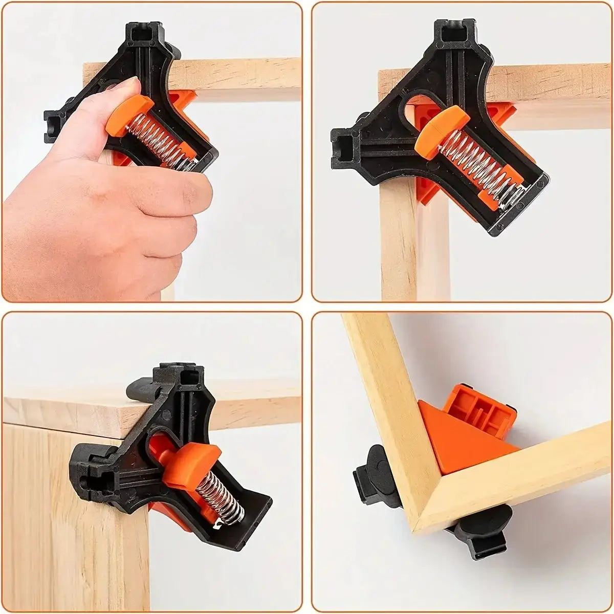 2 Pcs 90 Degree Corner Clamps For Woodworking Adjustable Spring Loaded Clamps Cabinets Photo Framing