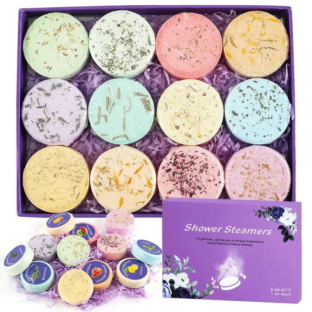 Aromatherapy Shower Steamers 12 Pack Gift Set With Essential Oils For Self Care Spa Birthday Gifts For Women