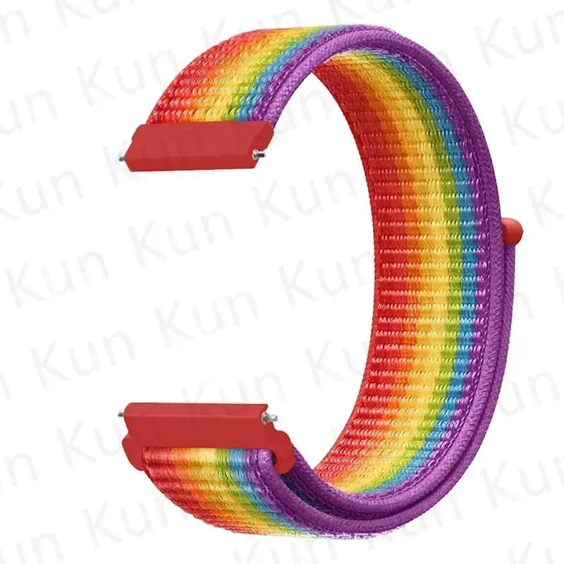 Nylon loop rainbow watch strap for Redmi Watch 5 Active/Lite and Xiaomi Watch S4, 20–22mm.