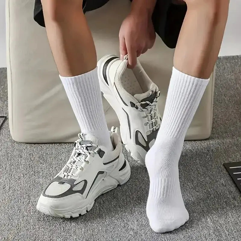 Neutral Solid Color Crew Socks Pack 5 10 20 Pairs Breathable Sweat Absorbing All Season Polyester Elastane Blend