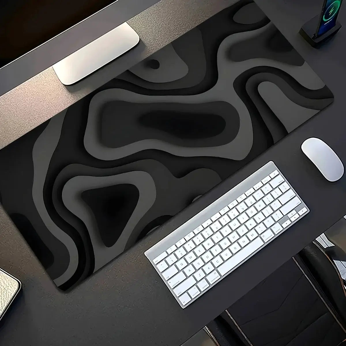 Black Gray Swirl Design Large Mouse Pad Desk Mat For Gaming And Office PC Keyboard Accessories