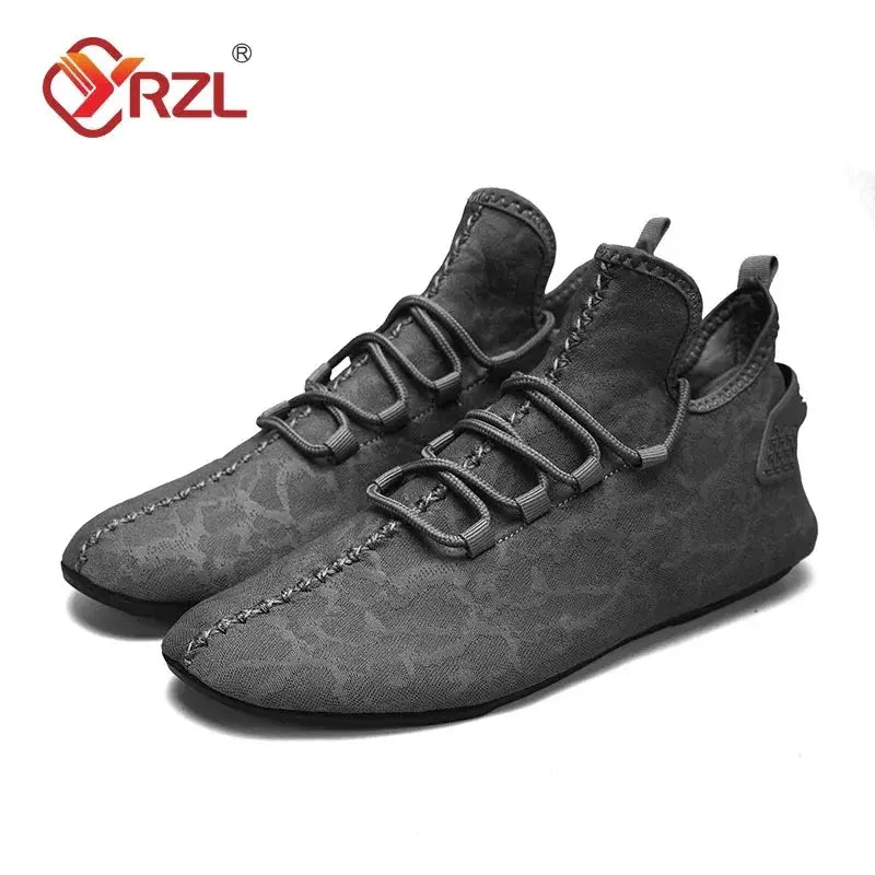 YRZL men's mesh loafers in charcoal gray, driving moccasin-style breathable casual shoes