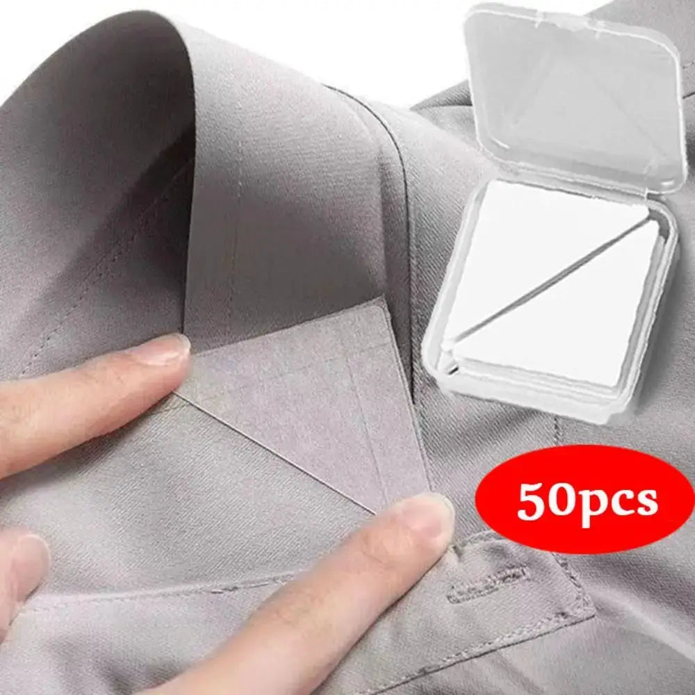 50 Piece Self Adhesive Collar Pads And Styling Tape For Warp Free Neat Shirt Collars Neck Protector