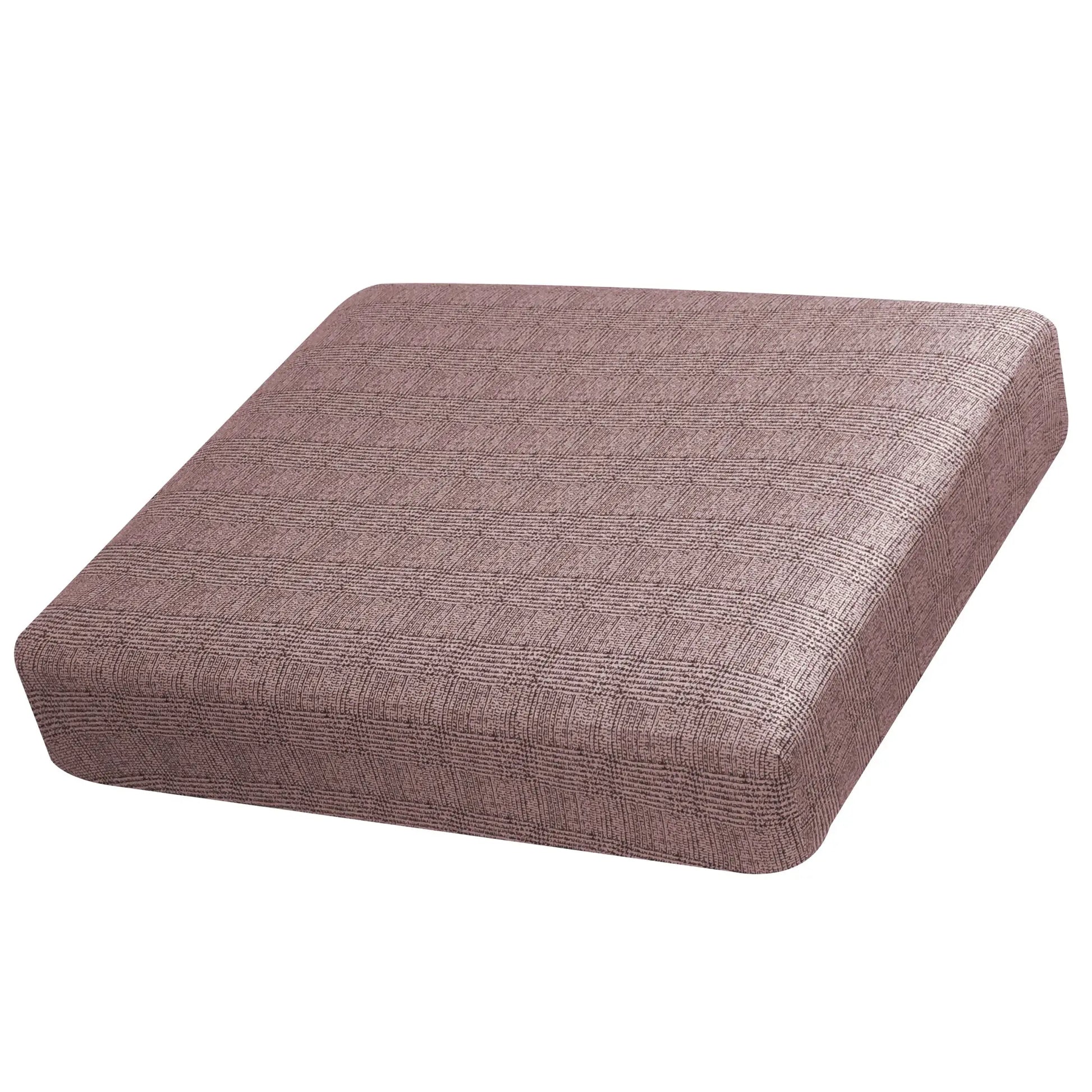 Elastic sofa cushion cover by Simples Market in brown textured fabric for L-shaped corner couch, removable