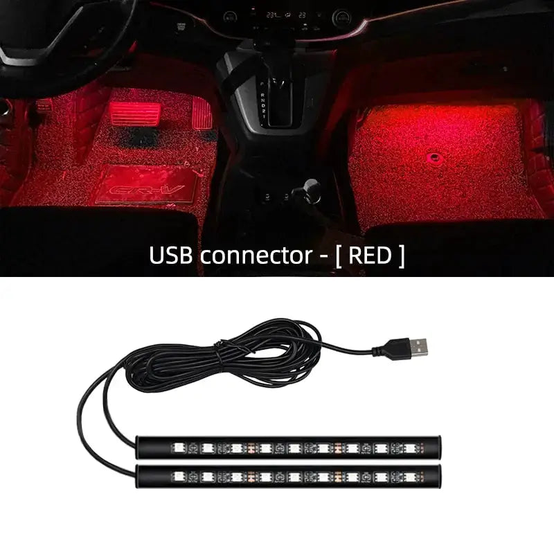Car LED Interior Atmosphere Light USB Ambient Lamp Foot Light For Vehicle Decoration Backlight Cigarette Lighter
