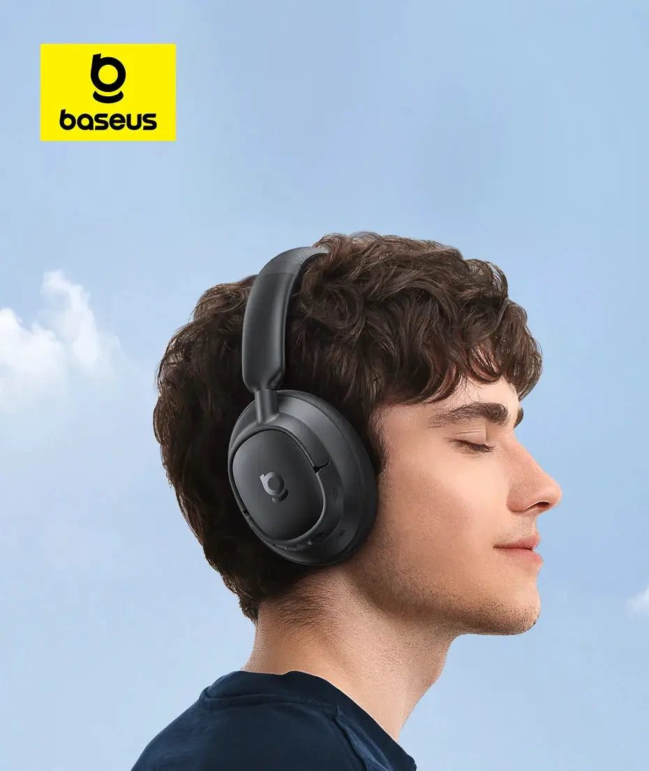Baseus EH10 NC ANC wireless over-ear headphones in black with logo visible