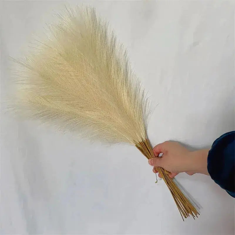 10pc artificial reed bouquet in beige pampas-style faux reeds for Bohemian home decor by Simples Market