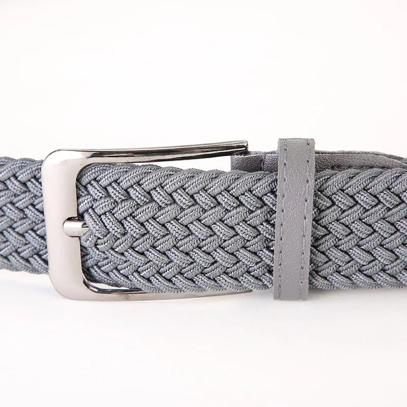 Plus Size Elastic Woven Belt For Men And Women Stretch Canvas Belt With Pin Buckle 130 140 150cm