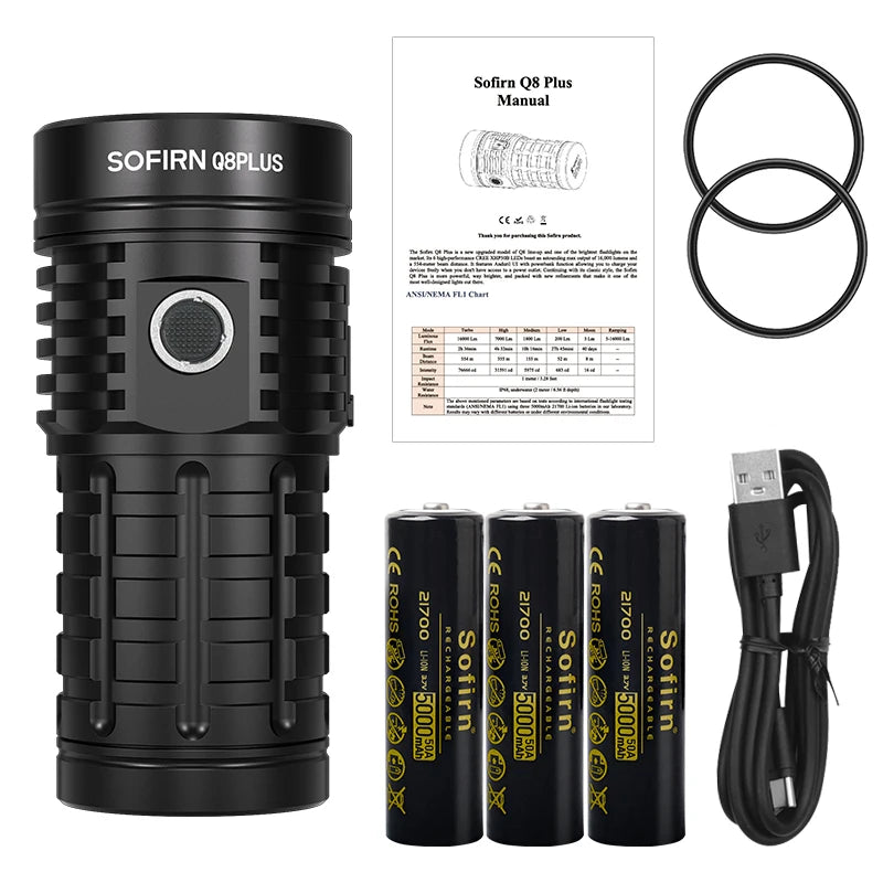 Sofirn Q8 Plus 16000 Lumen XHP50B Torch 21700 Anduril 2 Reverse Charge