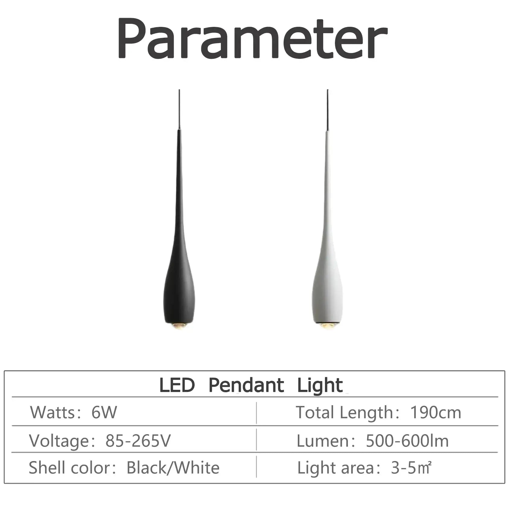 MARPOU LED Pendant Light pair in black and white finishes, minimalist modern design.
