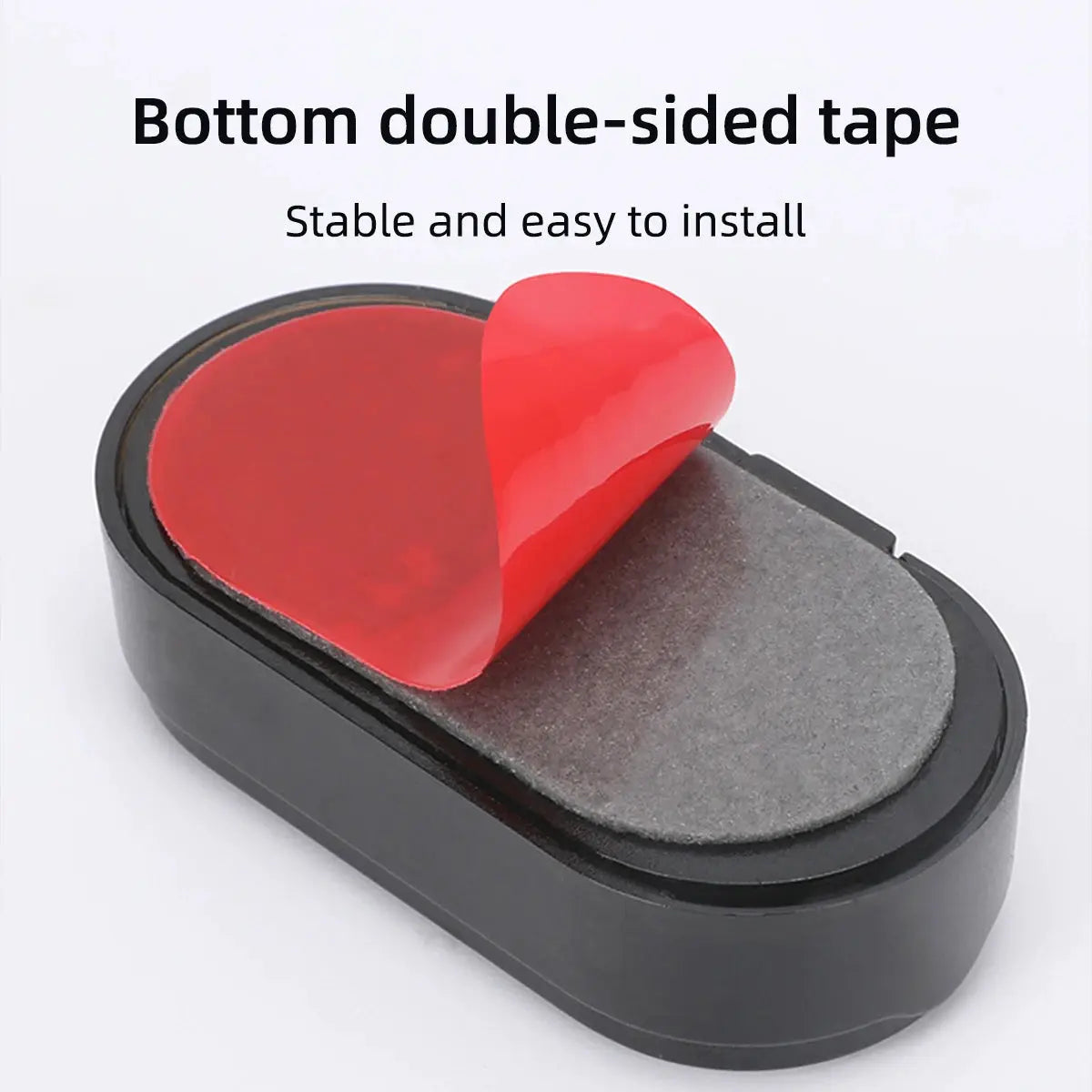 Car security warning light with red lens, black base and bottom double-sided tape for easy install