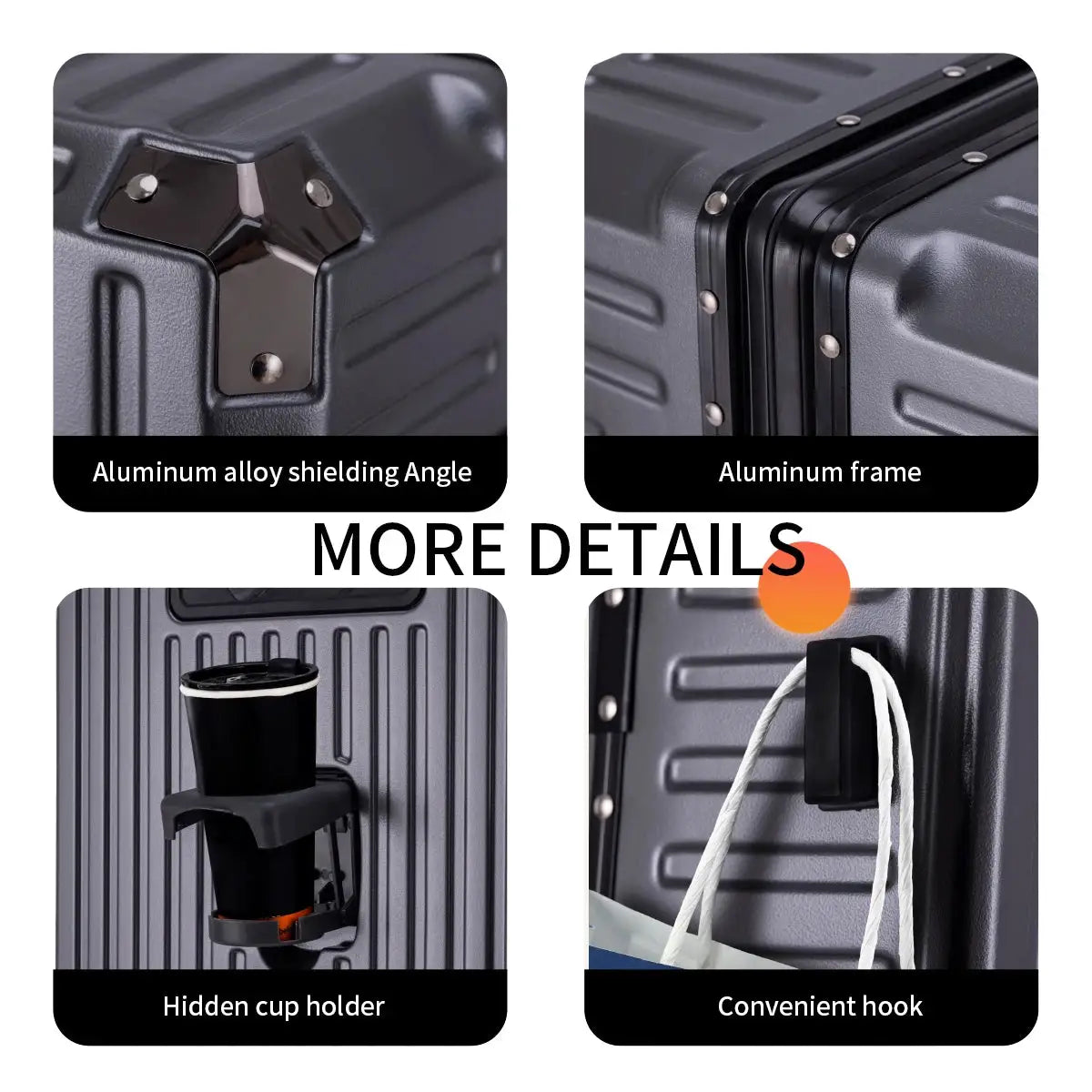 Trolley Luggage Aluminum Frame Rolling Suitcase Durable Carry On With USB Charging And 360 Degree Spinner Wheels