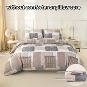 3-piece patchwork duvet cover set by Simples Market in beige-gray tones, includes 1 duvet cover and 2 pillowcases