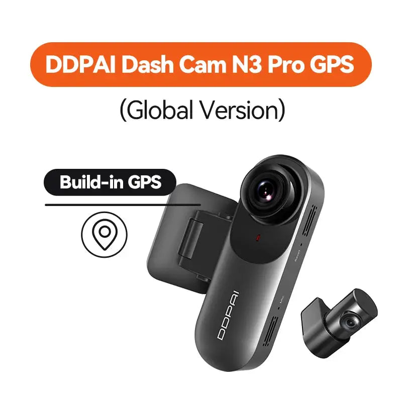 DDPAI Dash Cam N3 Pro GPS, black front unit with a small secondary camera (2 cameras shown)