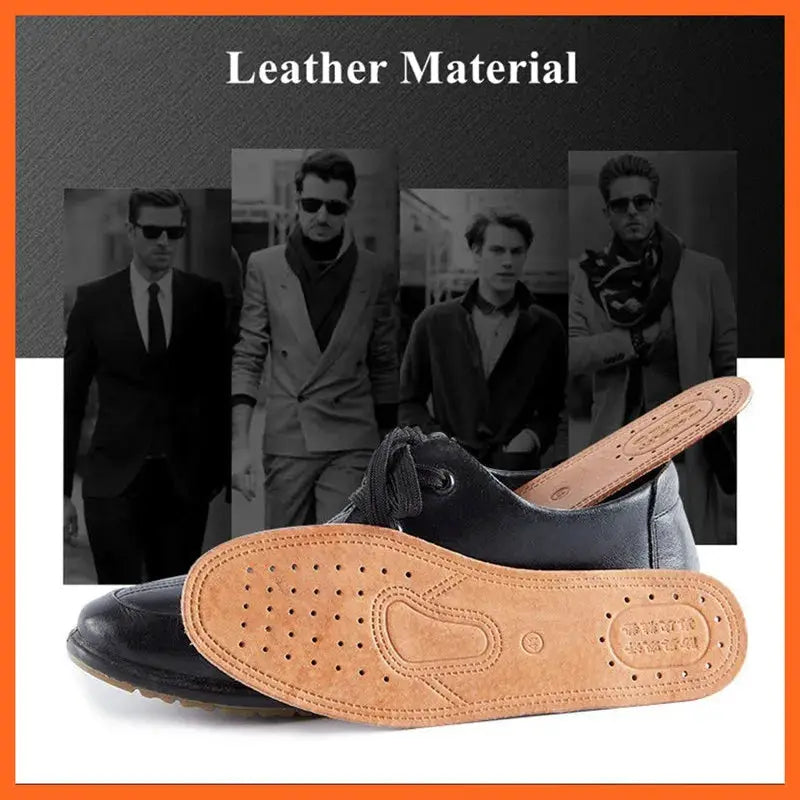 1 Pair Cowhide Insoles For Men Genuine Leather Deodorant Breathable Insoles For Shoes And Flats