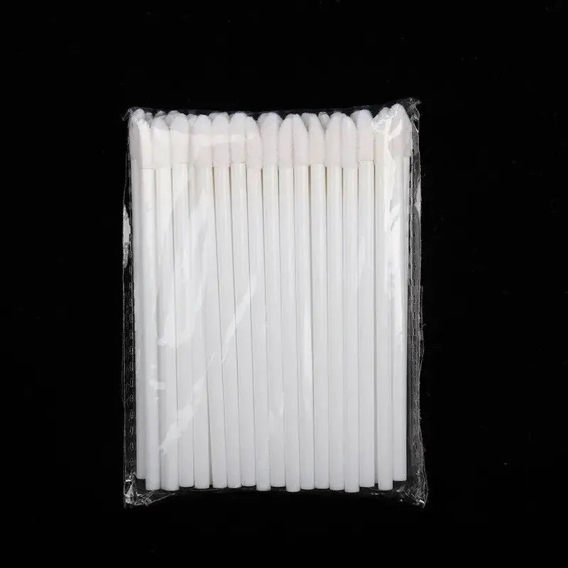 CosmoGlo Disposable Lip Brush Kit 50 Pcs Hygienic Nylon Wands for Precise Lipstick and Lip Gloss Application
