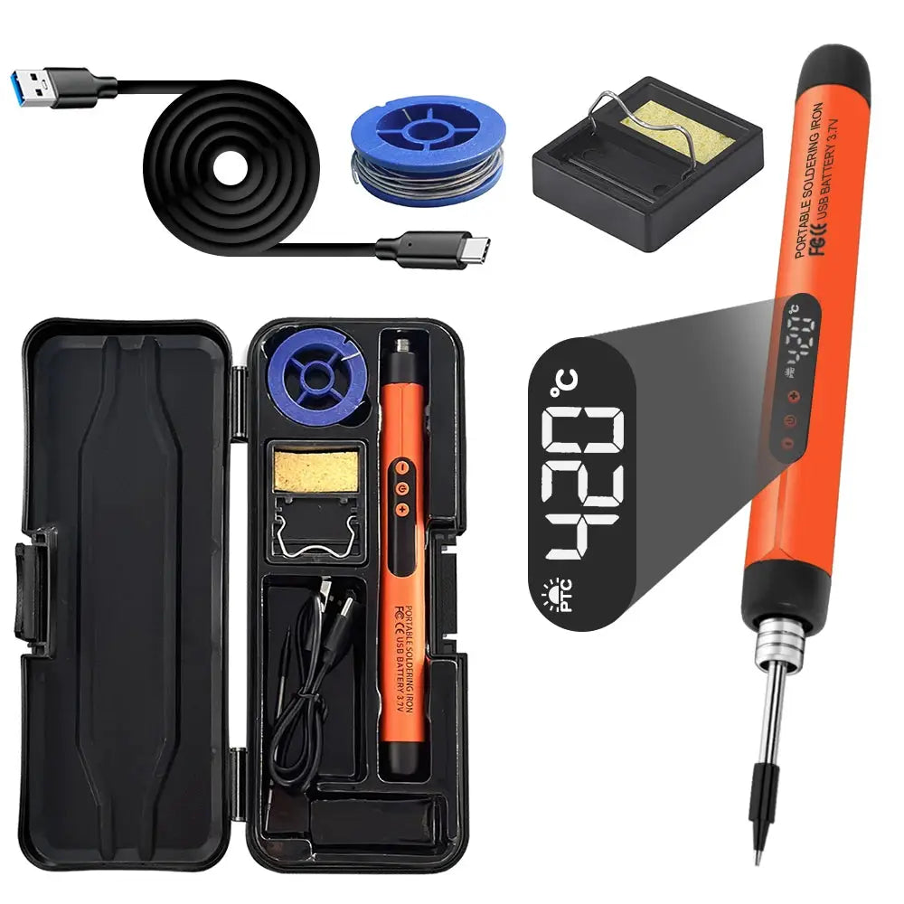 USB Soldering Iron Mini Portable Soldering Tool With Type C Charging 800mAh Battery Adjustable Temperature For DIY Use