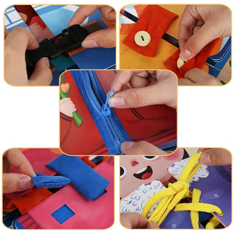 Multi Layer Wooden Busy Board For Children Montessori Early Education Toddlers Quiet Books Sensory Toy Dressing Practice