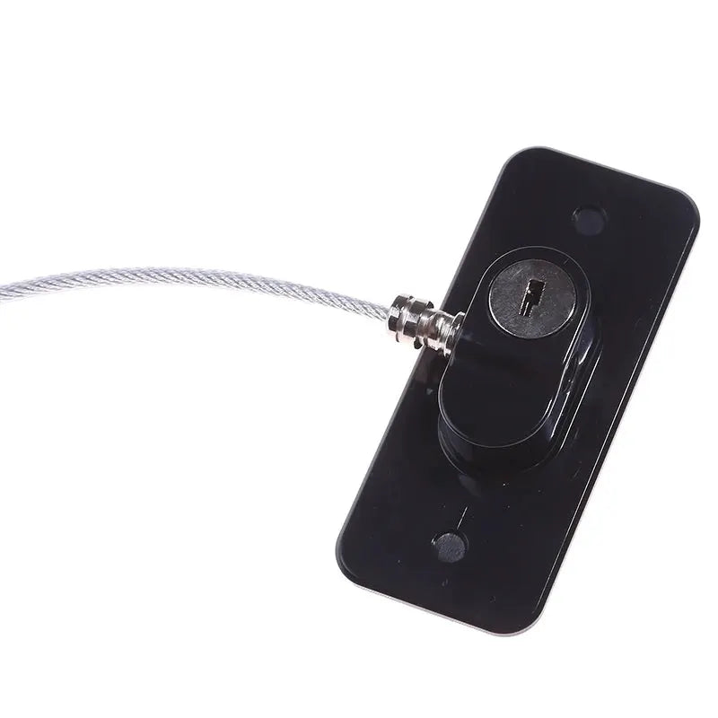 Child safety window lock by Simples Market with steel cable and black mounting plate