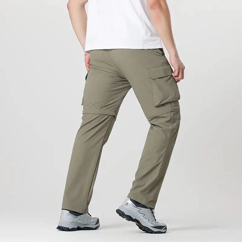 Men's cargo hiking pants Simples Market olive khaki with side cargo pockets