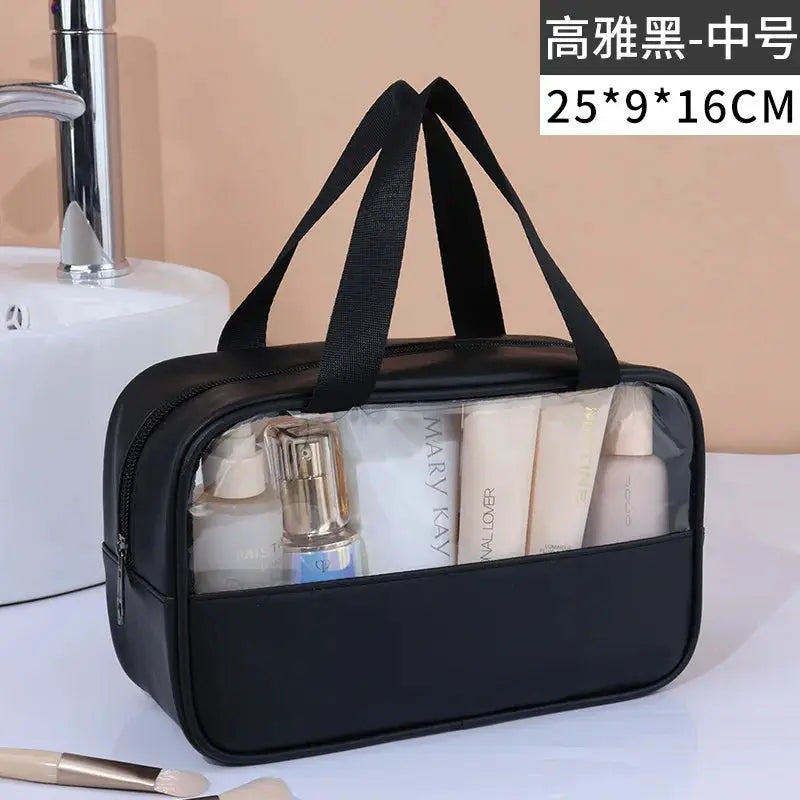 VoyageGlow Transparent Cosmetic Bag Large Capacity Waterproof Travel Makeup Organizer Clear PVC