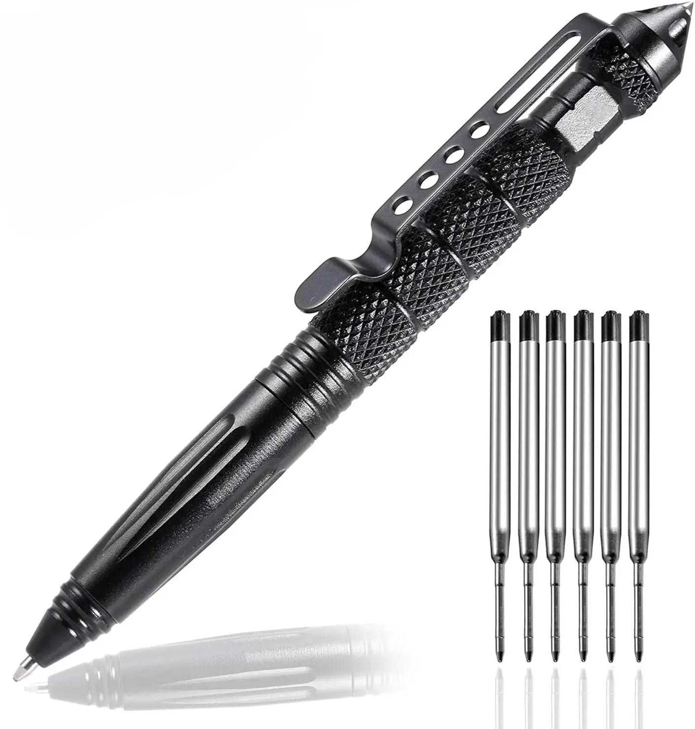 Military Tactical Pen With Tungsten Steel Tip And Glass Breaker For Self Defense And Writing Tool Includes 6 Refills