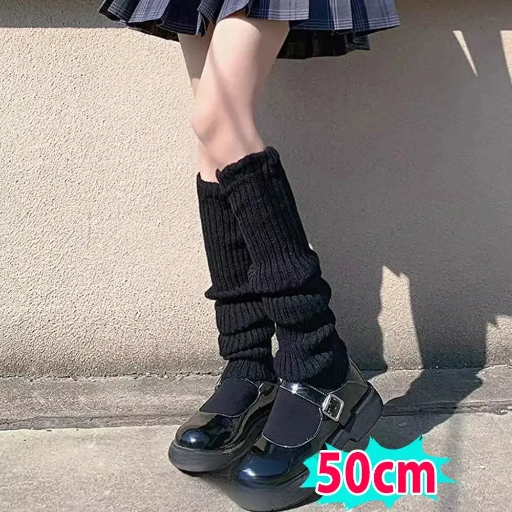 KnitAura Lolita Leg Warmers Y2K Crochet Heap Style Knit For Autumn Winter Warmth 40 To 70 Cm