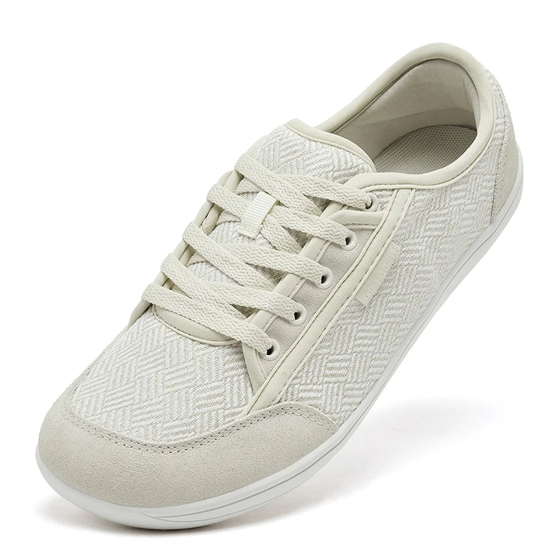 Simples Market HOBIBEAR barefoot sneakers, cream lace-up zero-drop minimalist footwear for men and women