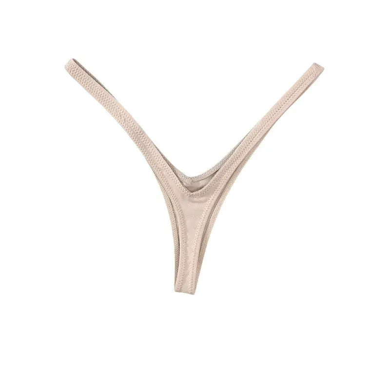 Simples Market nude thong underwear for women, low-waist Brazilian style with soft thin straps