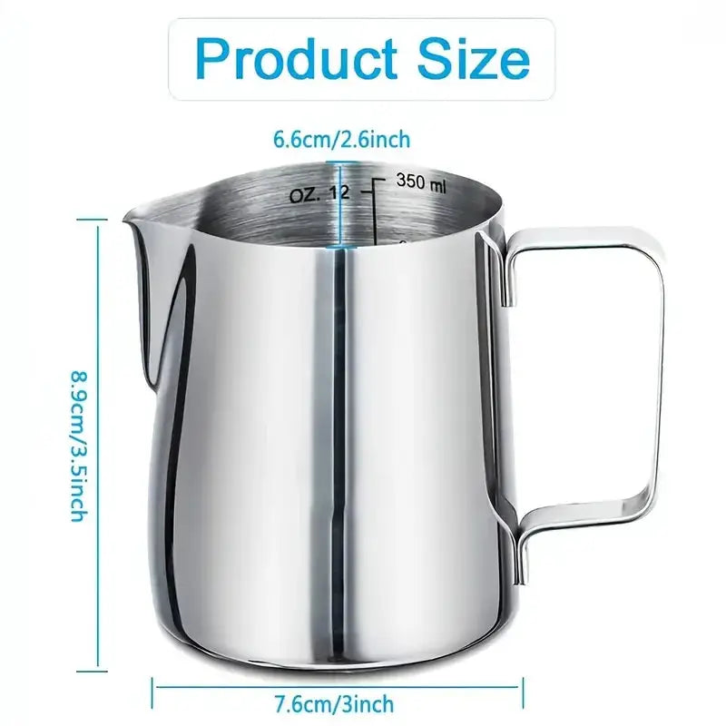 Kemorela Stainless Steel Milk Frothing Pitcher With Scale 350ml 600ml 900ml For Latte Cappuccino Espresso