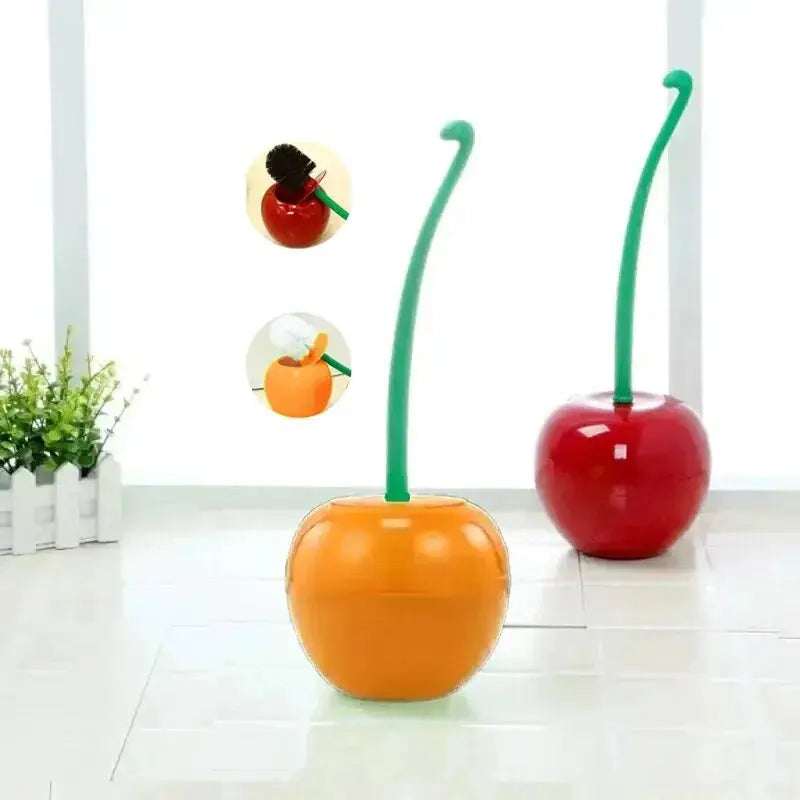 Cherry Shape Red Toilet Brush With Holder Set Bathroom Accessories