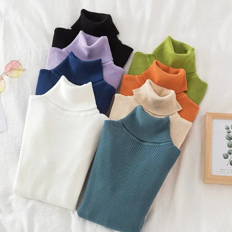 EverSoft Women Turtleneck Knitted Sweater Soft Cashmere Blend For Cozy Warmth In Autumn And Winter