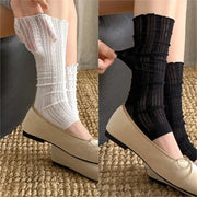 Lightweight Ballet Stamped Foot Pile Up Leg Covers With Twisted Mesh And Ruffle Detail For Summer